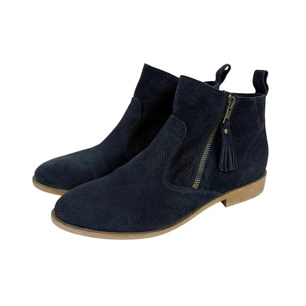 Tamaris Cigarra Suede Leather Ankle Boots in Blue Size 39